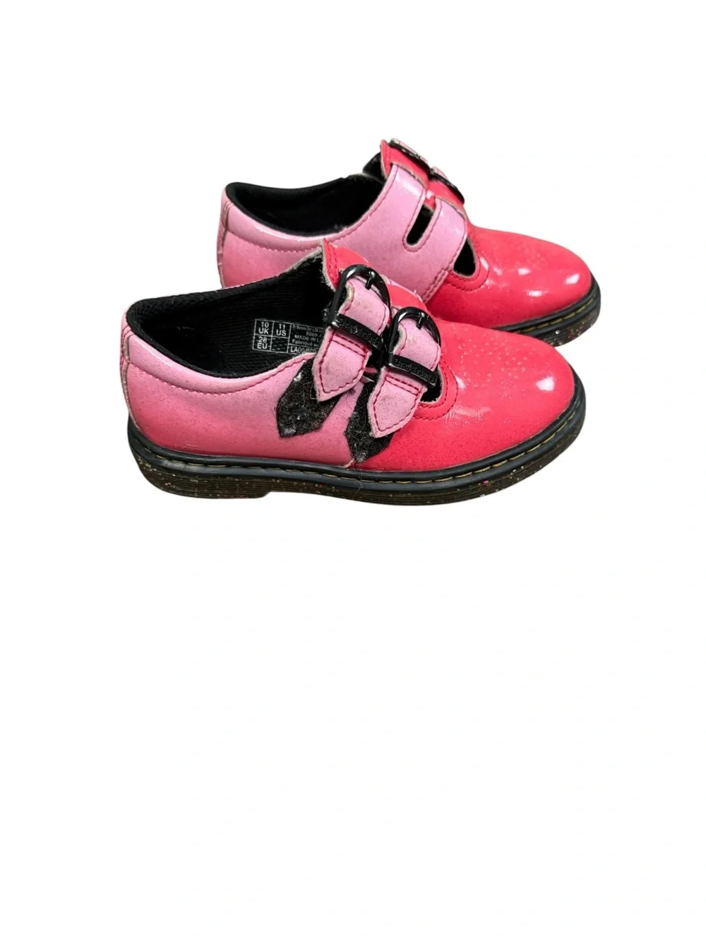 Dr. Martens 8065 Gradient Glitter Mary Jane Shoes in pink Double Buckle